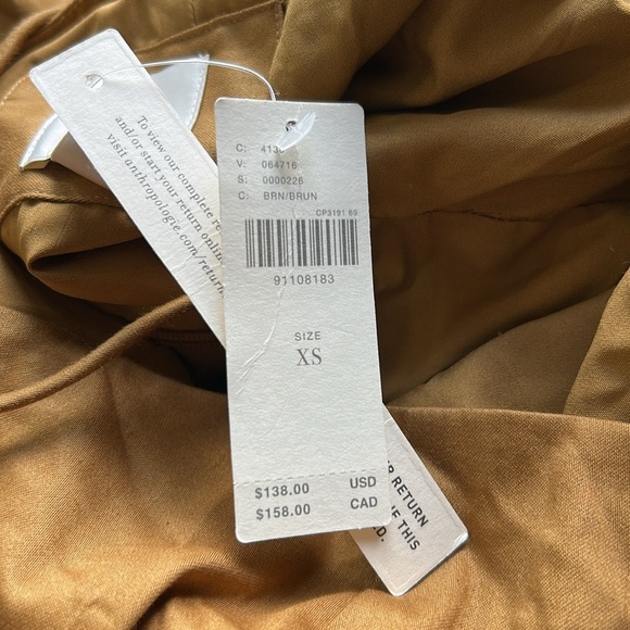 Anthropologie Maeve Drop Waist Mini Dress Brown Open Back Fit Flare Sz XS NEW - Picture 9 of 14